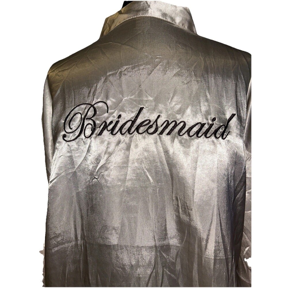 Bridesmaid XXL Gray & Black Long Sleeve Open Robe No Tie
